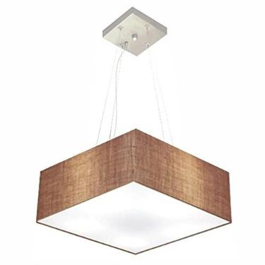 Imagem de Lustre Pendente Quadrado Cúpula Tecido 12/40x40 cm, Vivare Iluminação, Pendente4194 LP, Palha, Médio