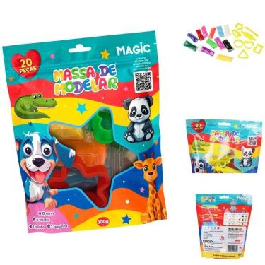 Imagem de Massa para Modelar Criativa Magic 300G com 12CORES/6MOLDES - Magic KID