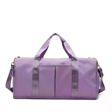 Imagem de Bolsa Mala de Mão Esportiva 42x21x21 Resistente à Água com Alças Superior e Lateral Zíper Lilás OEM