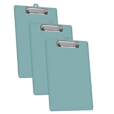 Imagem de Acrimet Clipboard Letra Tamanho A4 (13 3/8" x 9 7/16") Clipe de perfil baixo com réguas laterais (plástico) (cor verde sólida) (pacote com 3)
