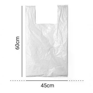 Imagem de Sacola Plástica 45x60 em Polietileno 100% Reciclado Alta Resistência Branca Pacote 5KG Higipack