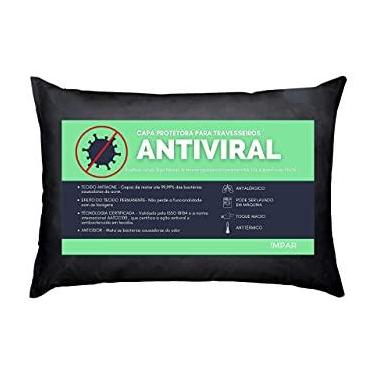 Imagem de Capa para Travesseiro Fronha Antialérgica, Antibacteriana, Antiácaro e Antiviral - Preta - IMPAR