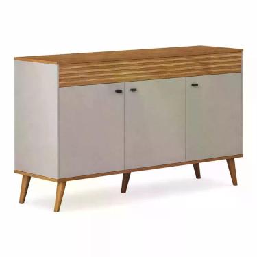 Imagem de Buffet Aparador México Retrô 3 Portas com Pés Palito MDF 136cm Amadeirado Arbo