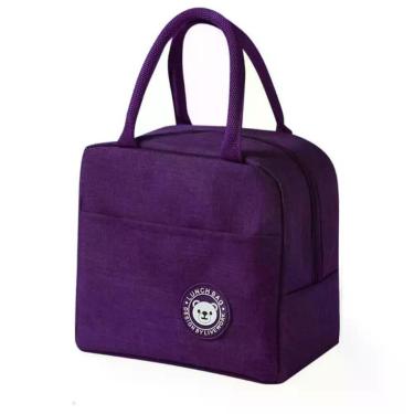 Imagem de Bolsa Térmica Roxa com Alça Ziper E Bolso Casita 23x14x20cm