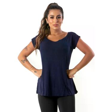 Imagem de Blusa Sobre Legging Feminina Fitness Furadinha Academia - blees, Azul 