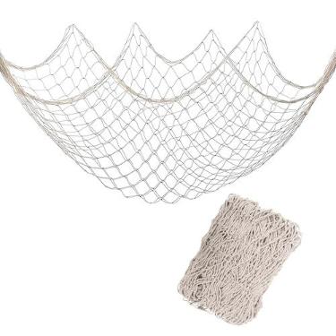 Imagem de Bilipala Decoração de rede de pesca, rede de pesca, decoração de pendurar na parede, decoração de fotografia de estilo mediterrâneo, branco cremoso