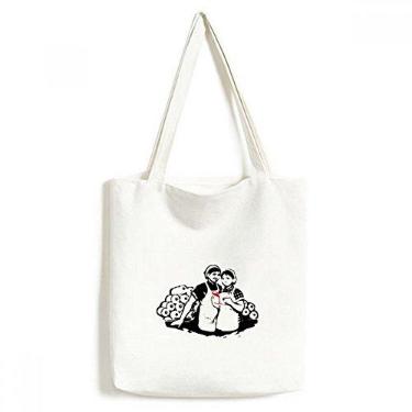 Imagem de Bolsa feminina de lona com estampa chinesa vermelha de estudo de livro, bolsa de compras casual