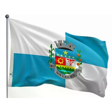 Imagem de Bandeira do Município de Nova Iguaçu Uma Face Estampada Tamanho 90x128