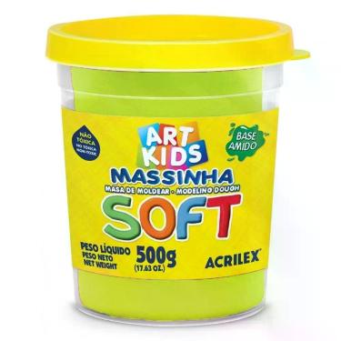 Imagem de Massinha para Modelar Escolar Acrilex Soft à Base de Amido Não Tóxica Super Macia com Aroma Agradável 500G 1 Pote
