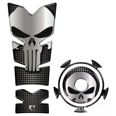 Imagem de Kit Protetor Tanque E Bocal Adesivo Moto Yamaha Fz15 Punisher Cor Cinza