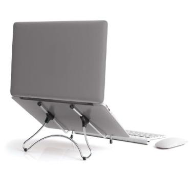 Imagem de Suporte para Notebook OCTOO Uptable Dobrável e Portátil, Apenas 290 g, Mais Conforto para Trabalhar e Estudar, para Notebooks e Tablets de até 17 polegadas — Cromado