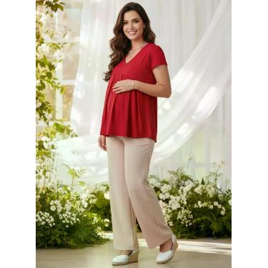 Imagem de Blusa Feminina Grávida Trabalho - Sob Medida Moda Gestante, G