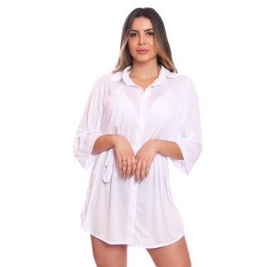 Imagem de Saída de Praia Chemise Camisão Feminino Preto - Areia Tropical, M, Bra