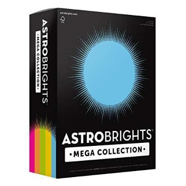 Imagem de Astrobrights Mega Collection, cartolina colorida, sortimento de 5 cores, 320 folhas, 29,5 kg/176 g/m², 21,5 x 27,9 cm - mais lençóis! (91687), sortidos