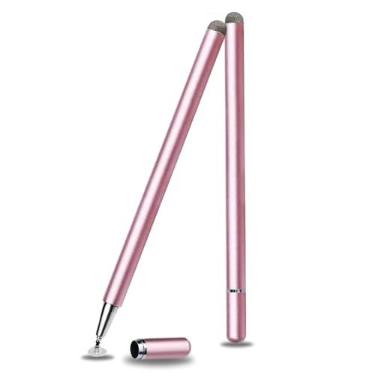 Imagem de Caneta Stylus Capacitiva 2 em 1 Universal Para Telas Touch Tablets, smartphones e notebooks compatível com Apple, Samsung, Xiaomi, Motorola Sem Bateria, Sem Bluetooth Alta Precisão (ROSA)
