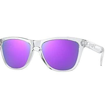 Imagem de Oakley Men's OO9245 Frogskins Asian Fit Rectangular Sunglasses Non Polarized, Polished Clear/Prizm Violet, 54 mm
