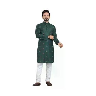 Imagem de Kurta Masculina Com Estampa Digital, Corte Regular, Gola Mandarim, Lon