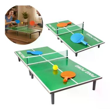 Imagem de Mini Mesa Ping Pong Infantil Com Rede E Raquetes MDF Importway BW486