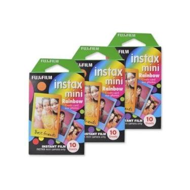 Imagem de Fujifilm Instax Mini filme para câmera de filme instantâneo – arco-íris, 10 folhas/pacote x 3 (total de 30 folhas)