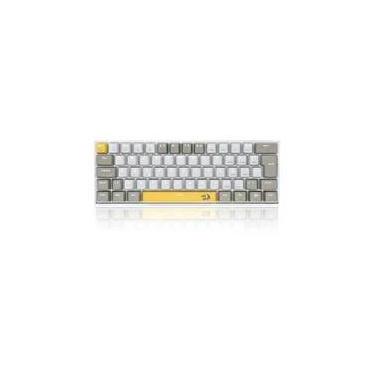 Imagem de Teclado Gamer Redragon Lakshmi, Switch Brown, Layout 60%, ABNT2, Cinza - K606-YL&WT&GY (PT-BROWN)