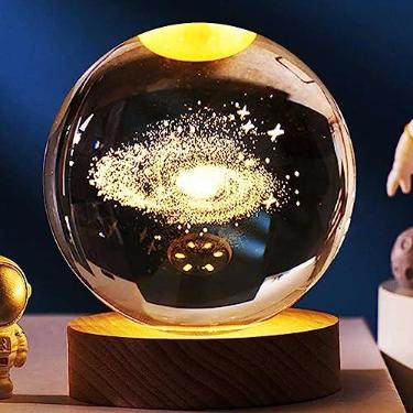 Imagem de Lumin?ria Esfera Cristal Mesa Led Planeta Planet?rio Sistema Solar Enfeite Decorativo Quarto 8cm (Gal?xia)