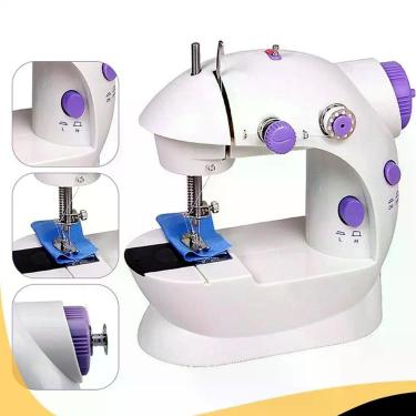 Imagem de Mini Máquina Costura Reta Portátil Cor Branco Voltagem - Genzo