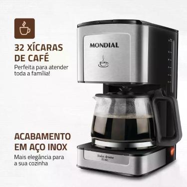 Imagem de Cafeteira Elétrica Dolce Arome Mondial C-44-32X-SI 800 W Preto 220V, 2