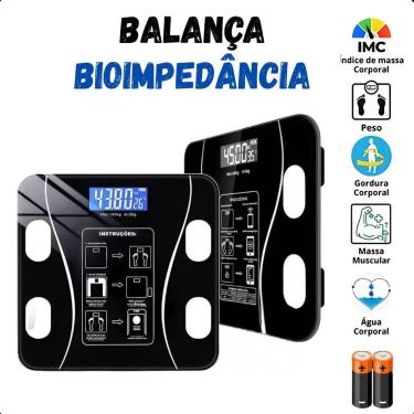 Imagem de Balança Corporal IMC Bioimpedância Preto Bluetooth Original Inovadora 