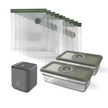 Imagem de Conjunto Seladora Portátil com 10 Sacos e 02 Potes Herméticos para Fechamento a Vácuo Kit Bomba a Vácuo Portátil com Fechamento a Vácuo + Sacos para Fechamento a Vácuo 10 Unidades Electrolux