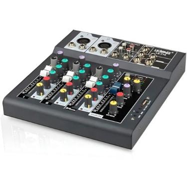 Imagem de Mesa de Som Profissional, 7 Canais, Bluetooth e USB, Interface de Áudio para Home Studio, Podcast, DJ, Transmissão ao Vivo, 30,5 x 24 x 5cm