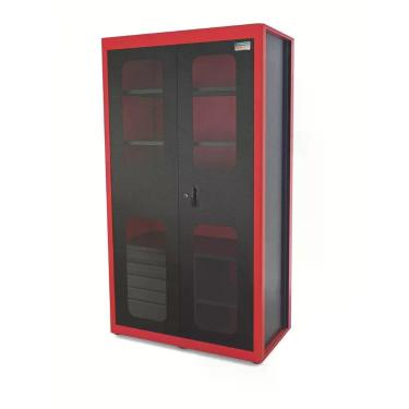Imagem de Armário Vertical Para Ferramentas 2 Portas Com Visores E 5 Gavetas Tramontina Pro Vermelho Tramontina