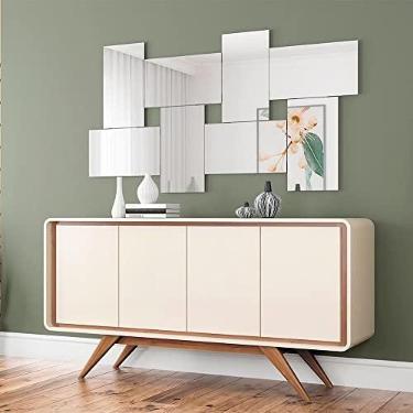 Imagem de Buffet Channel Industrial Luxo Moderno 4 Portas 100% Mdf Nature Com Off White