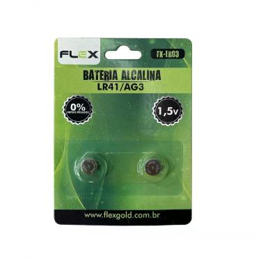 Imagem de Bateria Botão 2 Flex FX-LR03 LR41 AG3 1.5V Cartela com 2 Unidades Metal Versão 1.5V