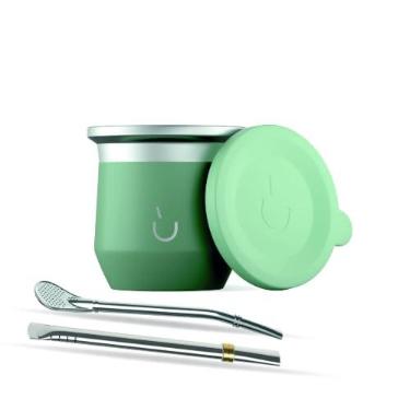 Imagem de BALIBETOV Copo de Erva Mate de 236 ml – Copo Mate, 2 Bombillas e Escova de Limpeza – Isolamento a Vácuo – Capa de Silicone e Base Antiderrapante – Fácil de Limpar e Manter