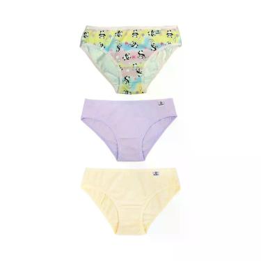 Imagem de Kit 3 Calcinha Delrio Infantil 51309 Unicornio/Lilas/Amar, Rosa panda,