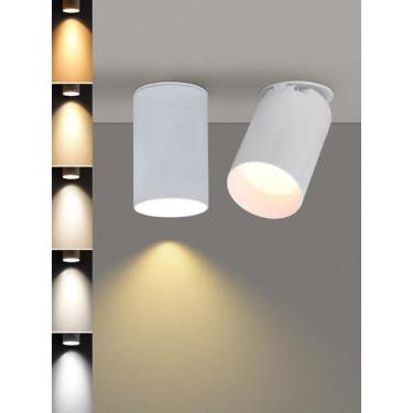 Imagem de TORCHSTAR Luminárias de teto LED cilíndricas com caixa de junção, holofote embutido de 5 polegadas 5CCT, downlight direcional minimalista de alumínio CRI90, ETL e ES, branco, pacote com 2