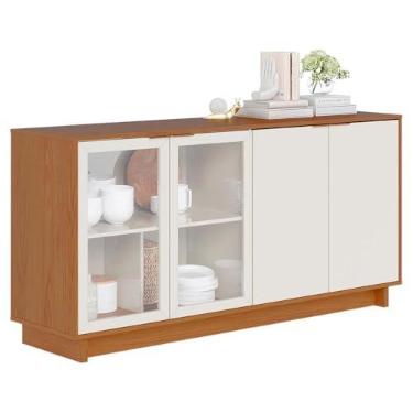 Imagem de Buffet Vitória Colibri Móveis com 4 Portas e 2 Prateleiras Freijó/Off White