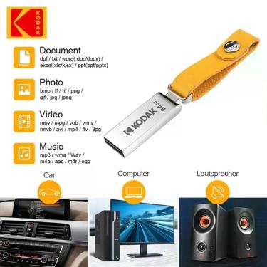 Imagem de Pen Drive Kodak K122 64GB USB 2.0 - Alta Velocidade, Metal Completo, P