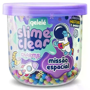 Imagem de Brinquedo Sensorial Clear Charms com Efeito Crunchy e Charms Temáticos Espaciais Violeta Gelelé 122G