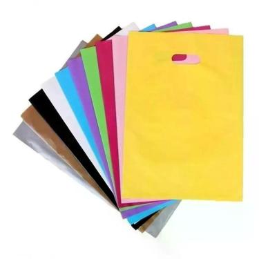 Imagem de Sacola Plástica 25x35 Alça Boca de Palhaço para Embalagens Diversas 1KG APROX. 85 UNIDADES Prata Higipack