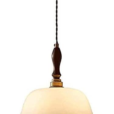 Imagem de KRASS Nordic Retro Branco Verde Pingente Luz Moderna Cabeça Única Latão Suspenso Pétala Vidro Lustre Suspenso Nogueira Luminária Café Bar Luz E27 Luminária Pendurada, Branco, Colecionador 88