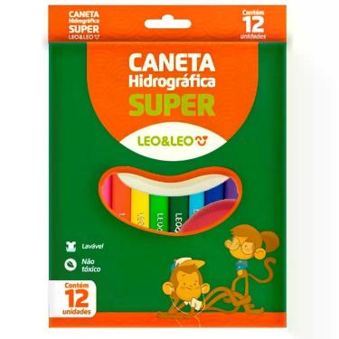Imagem de Caneta Hidrográfica Escolar Super Leo & Leo Com 12 Cores Volta As Aulas
