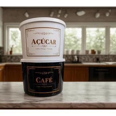Imagem de Kit 2 Peças Jogo De Mantimentos Café Açúcar Vintage 2 Litros Plastico 