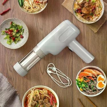 Imagem de Máquina de Macarrão Portátil Elétrica Prensa de Massas Totalmente Automática em Abs e Aço Inoxidável com Bateria 1800mAh