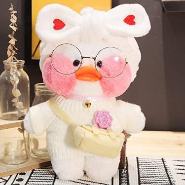 Imagem de Lalafanfan Cafe Mimi Brinquedo de pelúcia de pato azul amarelo, 30 cm, roupas de fantasia de pelúcia Kawaii de patos fofos