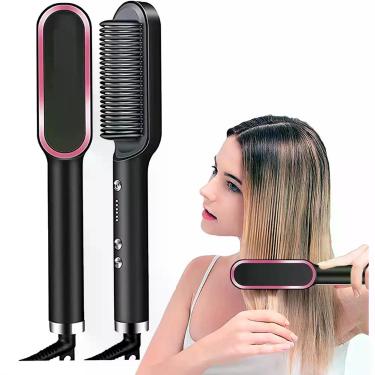 Imagem de Escova 3 em 1 Chapinha Com Pente Modela Cabelo 110/220v Bivolt - DESER