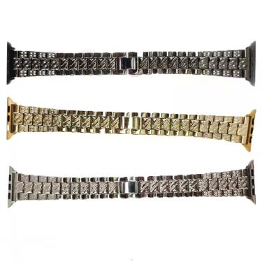 Imagem de Kit 3 Pulseiras Smartwatch Pedra Strass Smartband Aço 3 Elos