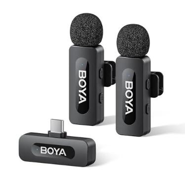 Imagem de Microfone sem Fio BOYA BY-V20 para iPhone 15/16, Android e Laptop, USB-C, Alcance 100m, Bateria 9h, Redução de Ruído