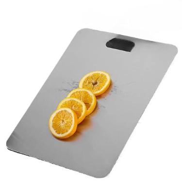Imagem de Tabua De Carne Tábua de Corte Dupla Face Premium de Titânio - Aço Inox de Grau Alimentício para Cozinha e Jantar