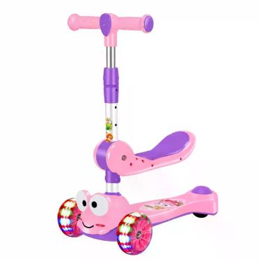 Imagem de Patinete Infantil 3 Rodas com Assento Sapo LED Guidão Ajustável Verde Cheguei BR
